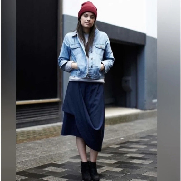 Maison Margiela x H&M Skirt Asymmetric Navy Midi sold out unique classy designer - Picture 1 of 12